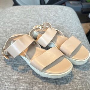 Aldo Cream Sandals with Soft Straps and Platform Sole